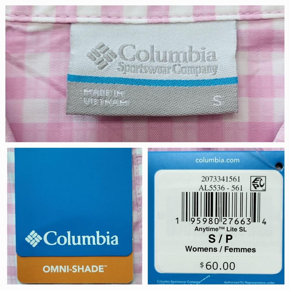 COLUMBIA Anytime Lite Sleeveless Shirt - Pink Gingham - Size S (NWT) - Picture 14 of 16